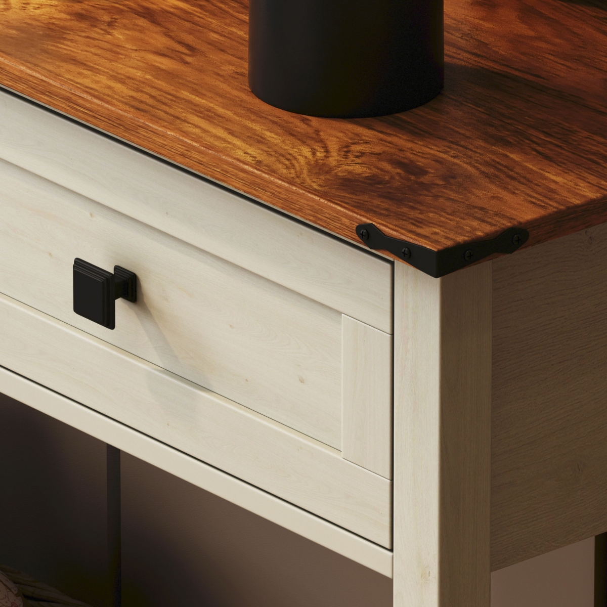 Streamdale Furniture Farmhouse Style Console Table with 2 Drawer and Bottom Storage Shelf for Entryway, Rustic Side Table with Storage Drawer and Shel