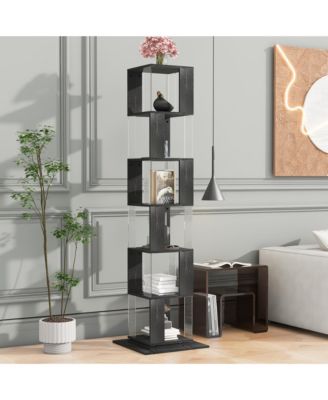 6-Tier Acrylic Bookshelf with Anti-Toppling Base