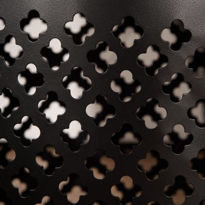 12.5" Steel Patio End Table, Round Hollow Drum Side Table, Accent Table for Indoor and Outdoor, Black