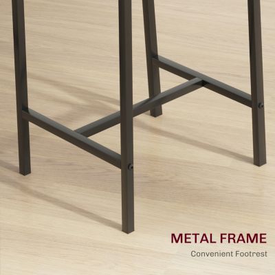 3 Piece Bar Table and Chairs, Industrial Dining Table Set for 2, Counter Height Kitchen Table with Bar Stools, Breakfast Table Set for 2 for Small Space, Oak