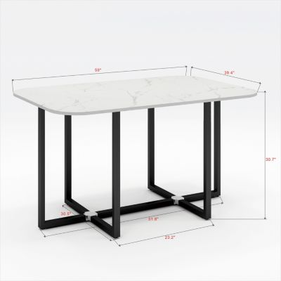 Modern 7 Pieces Dining Table Set, Rectangle Dining Table with 6 Chairs for Dining Room, Kitchen
