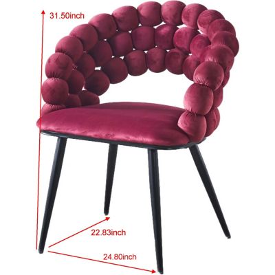 Modern Wine Red Chair (Set of 2) with Golden Legs