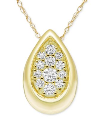 Macy's - Diamond Teardrop Cluster 18" Pendant Necklace (1/4 ct. t.w.) in 14k Gold