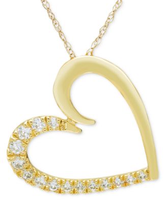 Diamond Open Heart 18" Pendant Necklace (1/5 ct. t.w.) in 14k Gold