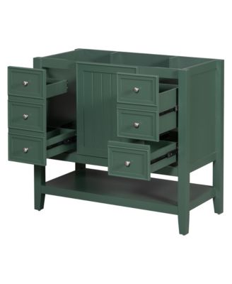 36" Bathroom Vanity without Sink, Cabinet Base Only, One Cabinet and three Drawers, Black