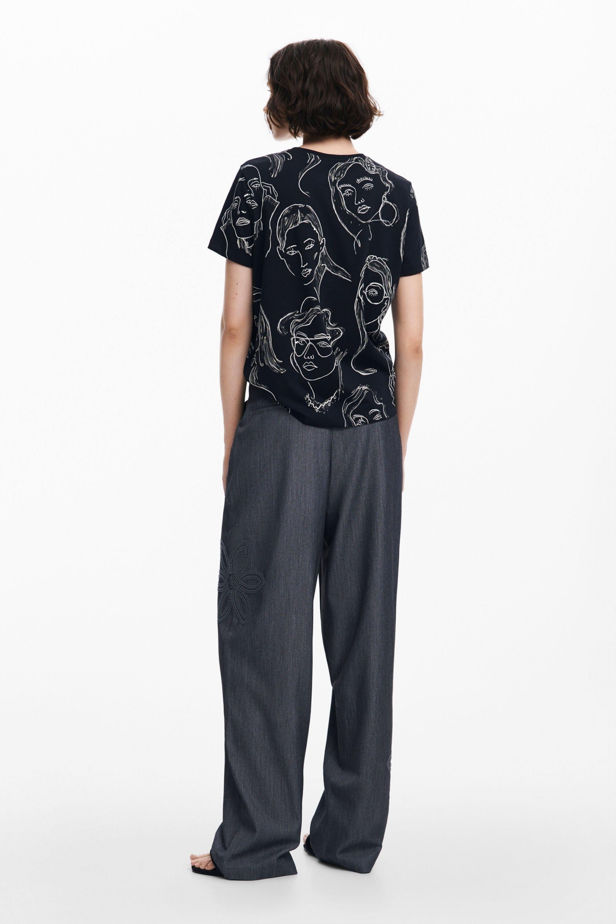 Desigual Women's Short-sleeved T-shirt with faces
