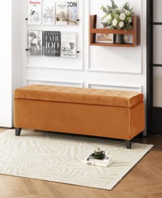 Luxurious Velvet Ottoman with Lift-Top Storage and Waffle Stitching