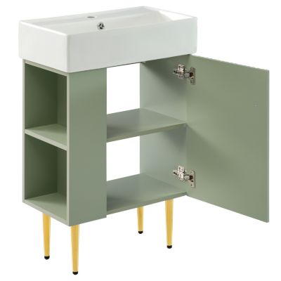 21.6" MDF & Ceramic Soft-Close Door & Side Storage Vanity Cabinet