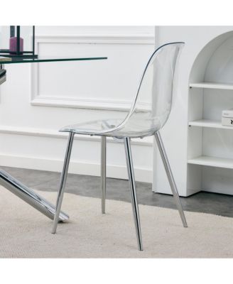 Nordic Transparent Dining Chairs with Metal Legs (Set of 4)