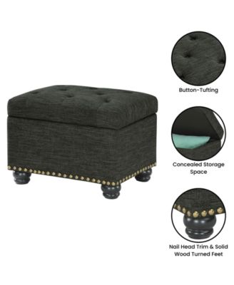 24" Faux Linen 5th Avenue Storage Ottoman