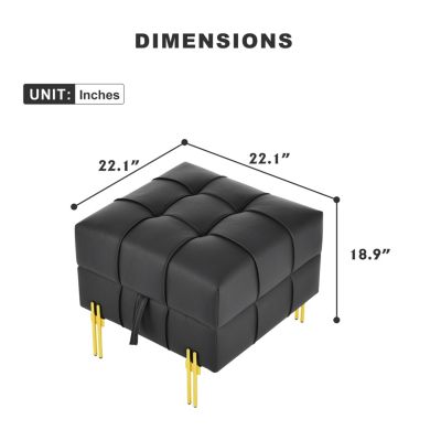 Streamdale Anti-Scratch Leather Ottoman Bench with Golden Legs
