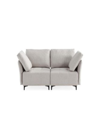 Modular Sectional Sofa, Multifunctional Couches for Living Room with Storage, mid console with speaker and storage,2 USB port and 1 type-C, wireless charging ceramic top, aluminum cup holder.