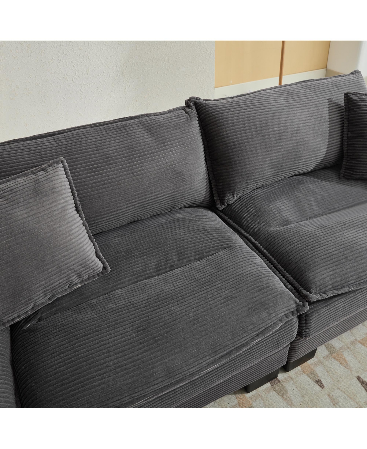 Streamdale Furniture Corduroy Sofa Sleeper Couch Loveseat Sofa with Pillows Comfy Upholstered Deep Seat Sofa for Bedroom, Living Room, Apartment, Offi