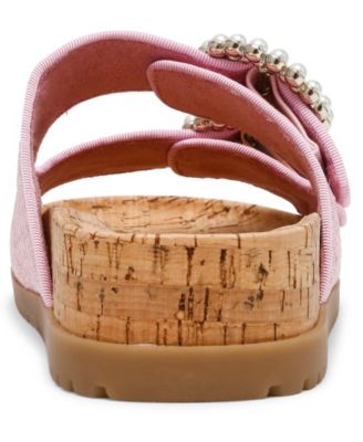 Women's Happy Double Band Embellished Buckle Footbed Sandals