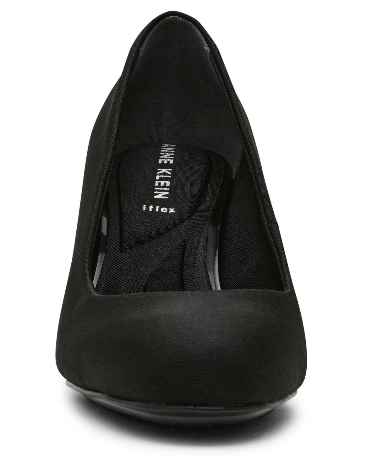 Anne Klein Women's Graham Round Toe Block Heel Pumps In Black Stretch
