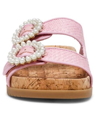 Women's Happy Double Band Embellished Buckle Footbed Sandals