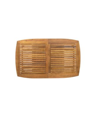 Outdoor Dining Set, Dining Chair Set of 6(Gray)+Acacia Wood Expandable Dining Table