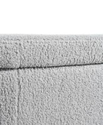 Oval Storage Bench for Living Room Bedroom End of Bed, Upholstered Storage Ottoman Entryway Bench With Metal Legs, Grey