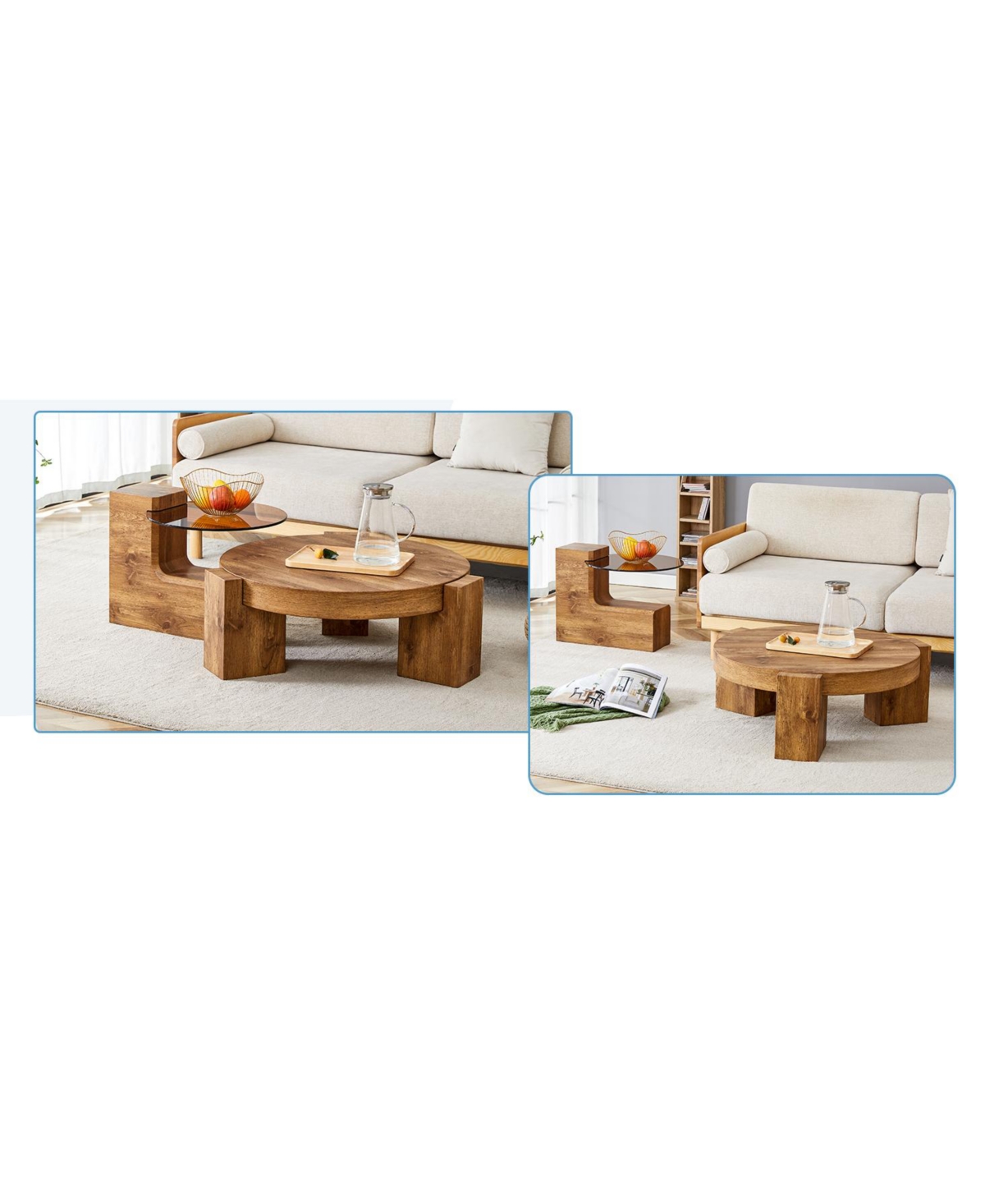 Streamdale Furniture The detachable double-decker coffee table, the stylish design is more precious, and the detachable design can make the use of spa