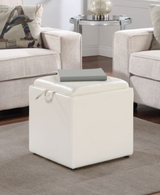 17.5" Faux Leather Park Avenue Ottoman with Stool and Tray