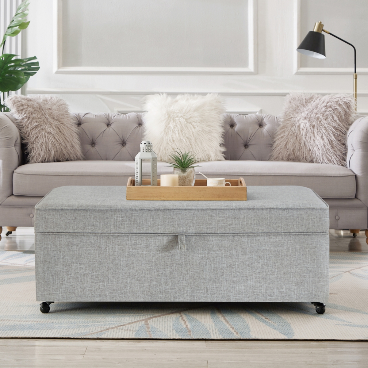 Streamdale Furniture Modern Large Comfort Sofa Ottoman with Storage, Modular Sectional Storage Ottoman With Wheels For Living Room, Lounge Ottoman, Co
