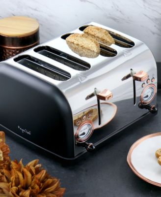 4 Slice Stainless Steel Wide Slot Retro Toaster