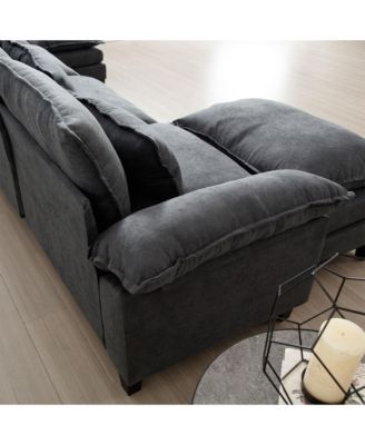 154.8" Oversized Modular Sofa, Ice Velvet Large U-Shaped Couch Comfy Upholstered 4-Seat Sofa with 2 Ottoman, 4 Lumbar Pillow, Deep Seat Couch for Living Room