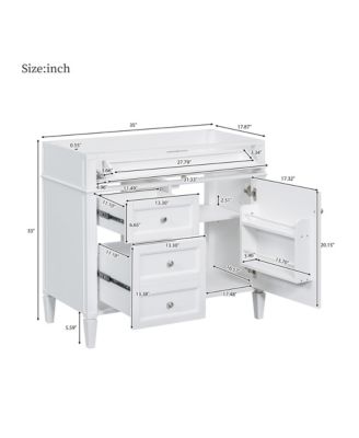 Modern 36'' Bathroom Vanity Cabinet with 3 Drawers, Adjustable Shelf, and Tip-Out Drawer