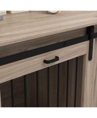 Dog Crate Furniture with Removable Divider for 2 Small Dogs or 1 Large Dog, 71" Modern Dog Kennel Furniture End Table with Storage, Double Doors, Walnut