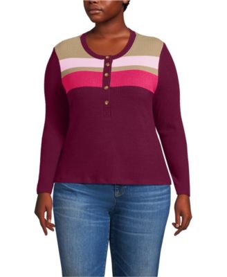 Plus Size Long Sleeve Cozy Rib Henley Top