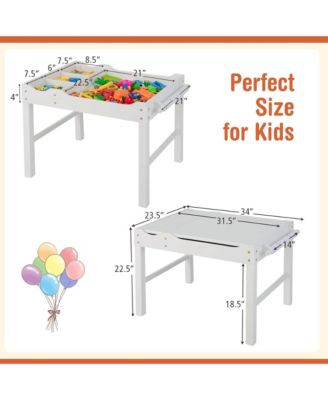 Kids Multi Activity Play Table Wooden Building Block Desk with Storage Paper Roll