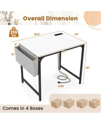 32" Meeting Room Desk Set of 4 with Charging Station & Headphone Hook Metal Frame