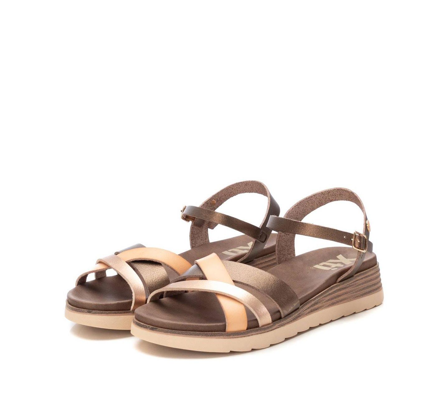 Женские сандалии XTI Low Wedge Strappy, цвет: Бронзовый — фото 5
