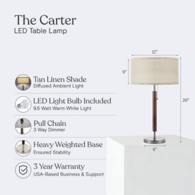 Carter Wood 26" LED Table Lamp Bundle (Set of 2)