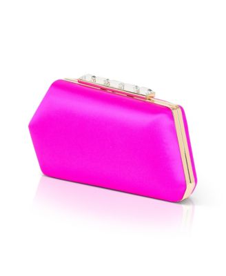 Woman's Riley Satin Asymmetric Minaudiere with Crystal Bar Clasp