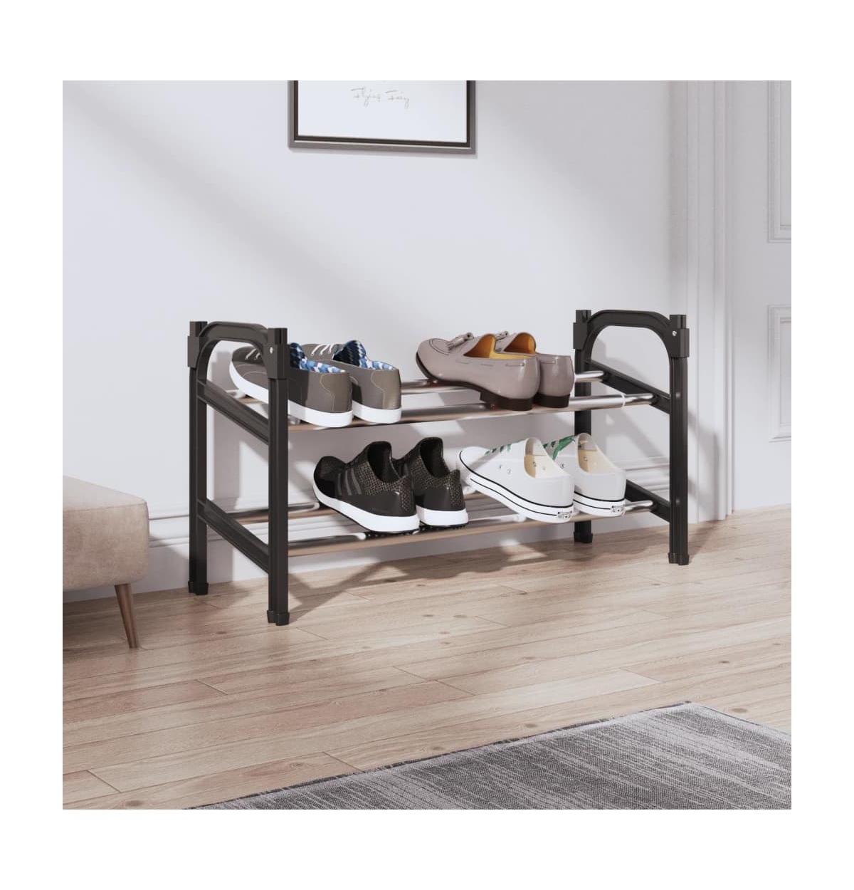 vidaXL Extendable Shoe Rack with 2 Shelves 46.9