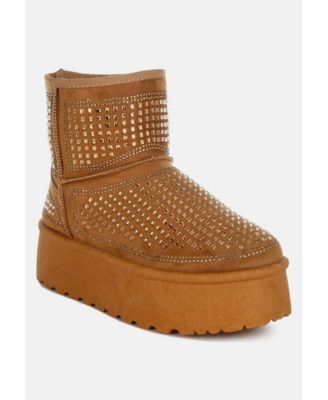 Womens Xoras Chunky Rhinestones Ankle Boots