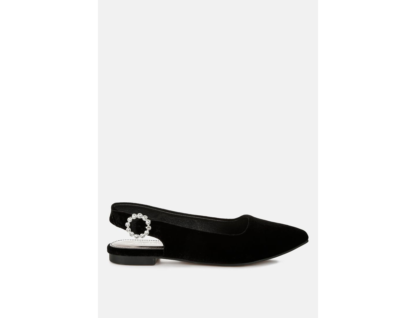 Женские сандалии London Rag Dolan Velvet Slingback Flats, цвет: Чёрный бархатный — фото 3