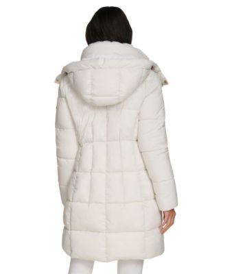 Women's Hooded Faux-Fur-Lined Midi Puffer Coat