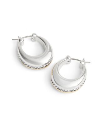 Faux Stone Pave Tubular Huggies Earrings