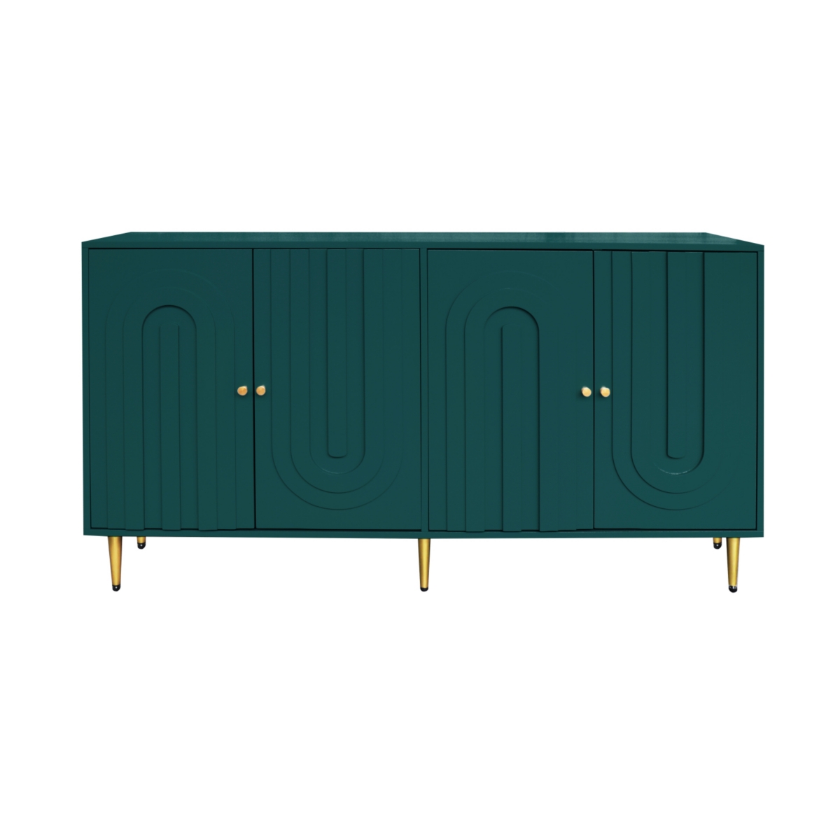 Simplie Fun Modern Green Lacquered 4 Door Wooden Cabinet Sideboard Buffet Server Cabinet Storage Cabinet, for Living Room, Entryway, Hallway, Office,