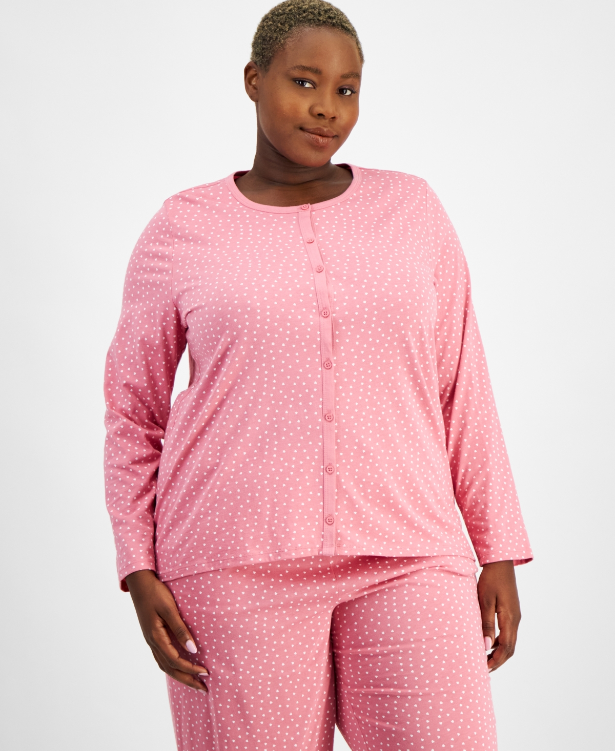 Charter Club Plus Size Cottons Pajama Set, Exclusively at Macy's