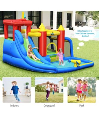 Inflatable Bouncer Bounce House with Water Slide Splash Pool without Blower