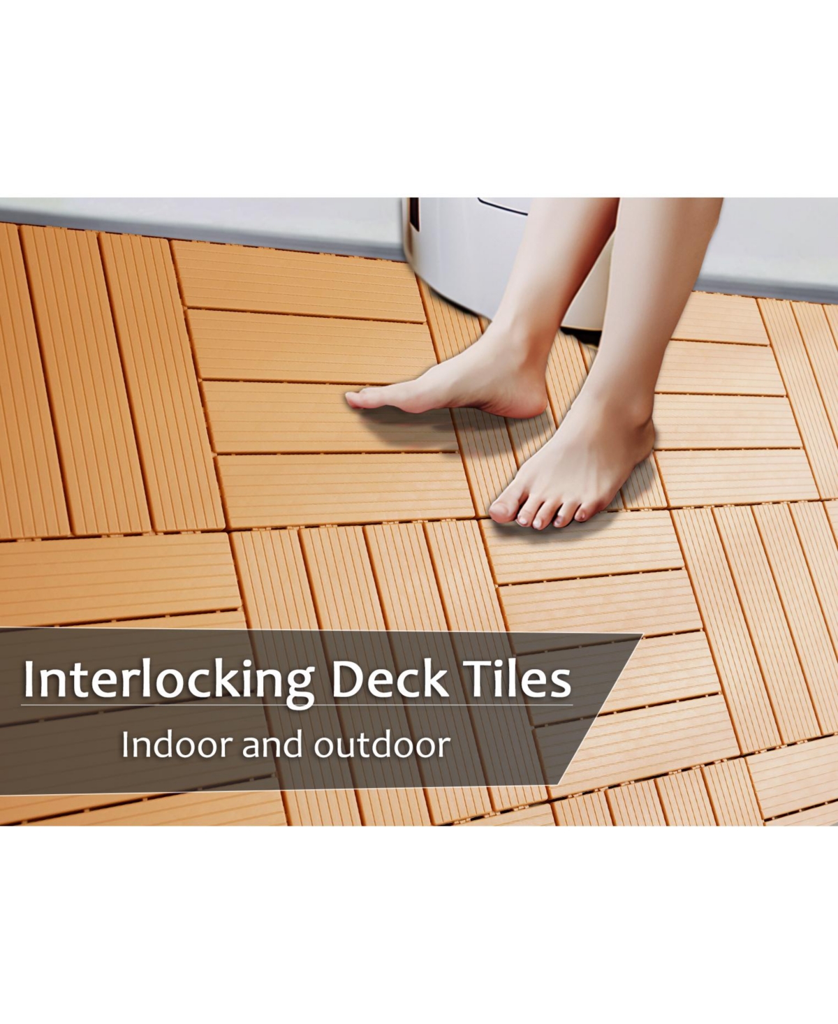 Streamdale Furniture Plastic Composite Deck Tiles Set of 35pcs, Composite Decking Resist Rust, Water, Weather, Indoor&Outdoor, Easy to Diy & Maintain