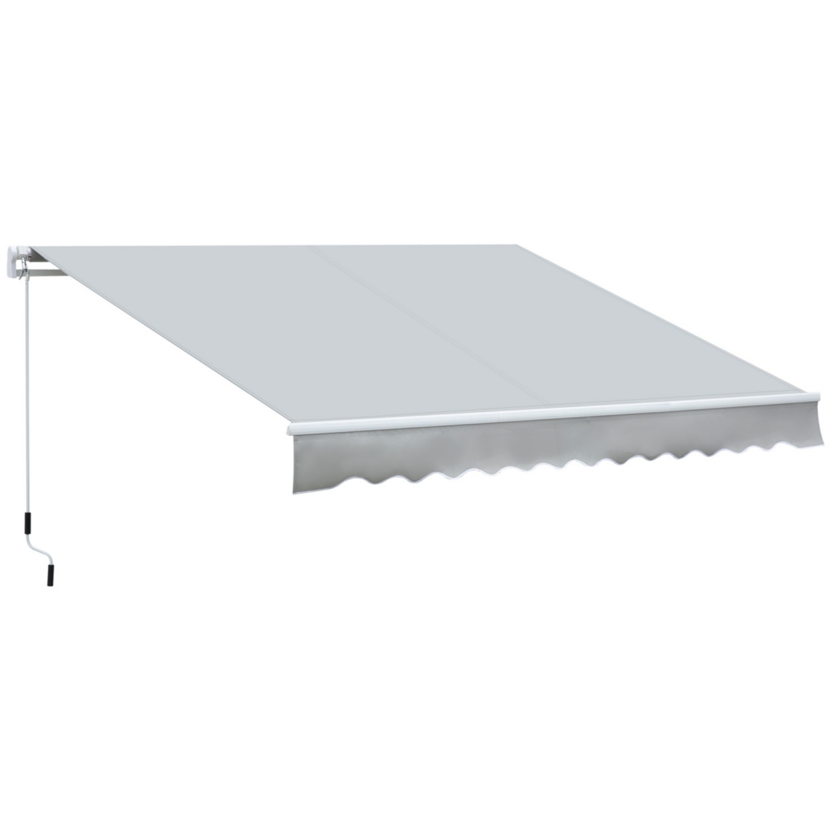 12' x 8' Retractable Awning Patio Awnings Sun Shade Shelter with Manual Crank Handle, 280g/m Uv & Water-Resistant Fabric and Aluminum Frame for Deck,