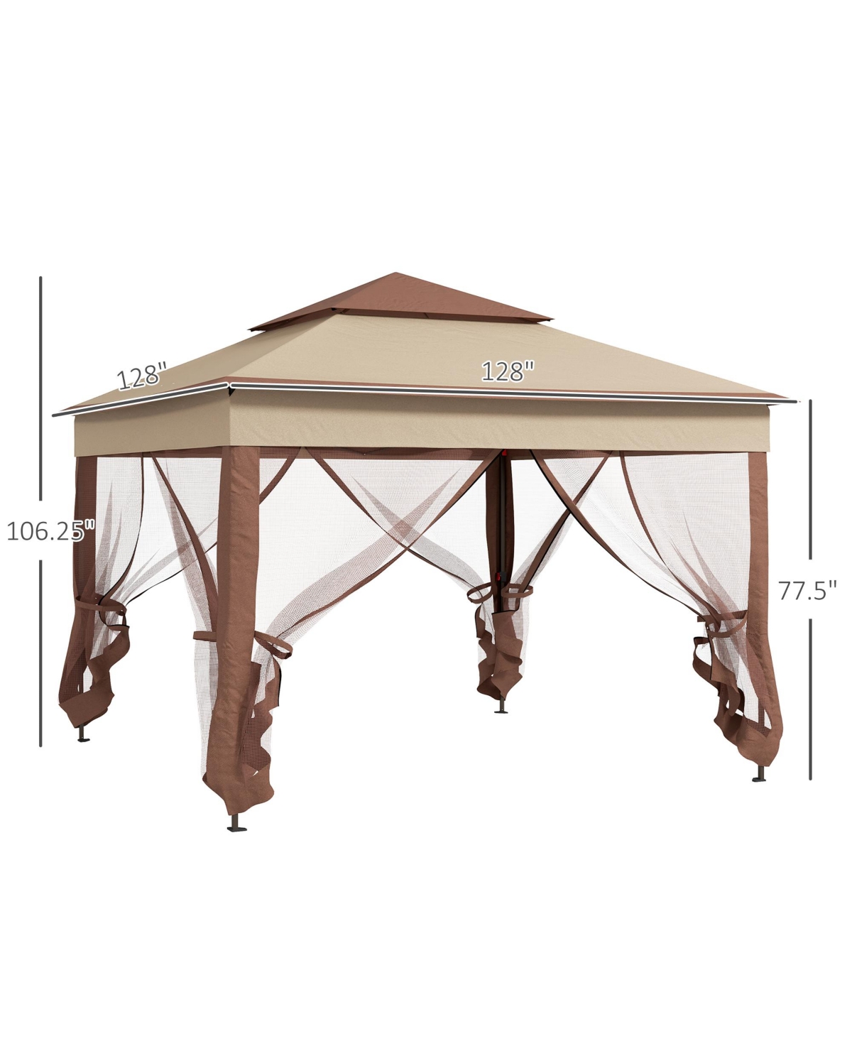 Streamdale Furniture 11' x 11' Pop Up Canopy, Outdoor Patio Gazebo Shelter with Removable Zipper Netting, Instant Event Tent w/ 114 Square Feet of Sha
