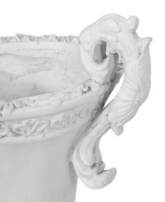 Elegant Roman Faux-Stone Planter With Botanical Accents