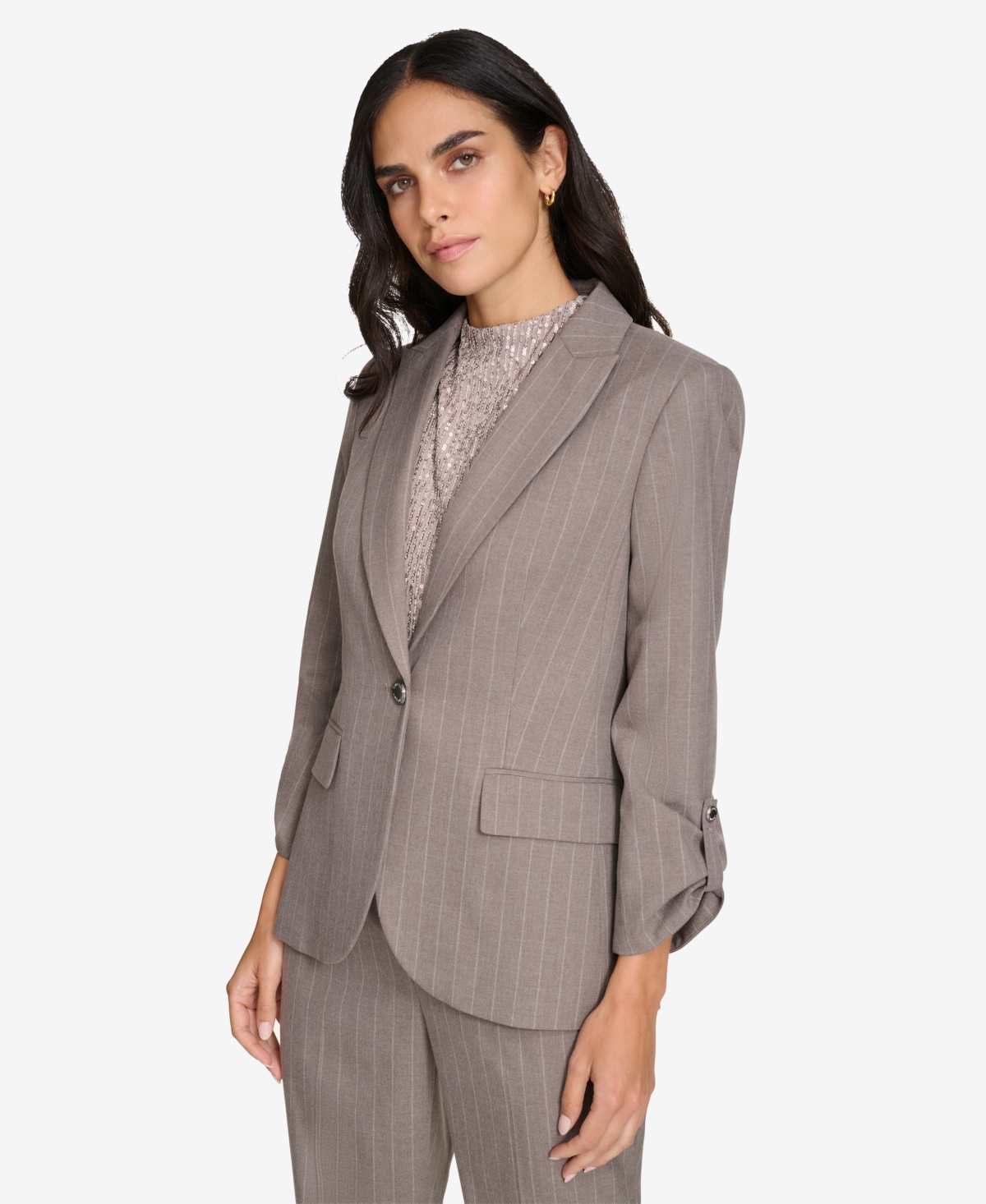 CALVIN KLEIN PETITE ONE-BUTTON BLAZER 