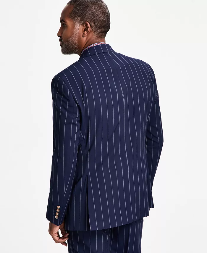 Men's Pinstriped Double-Breasted Suit Jacket - thumbnail 4