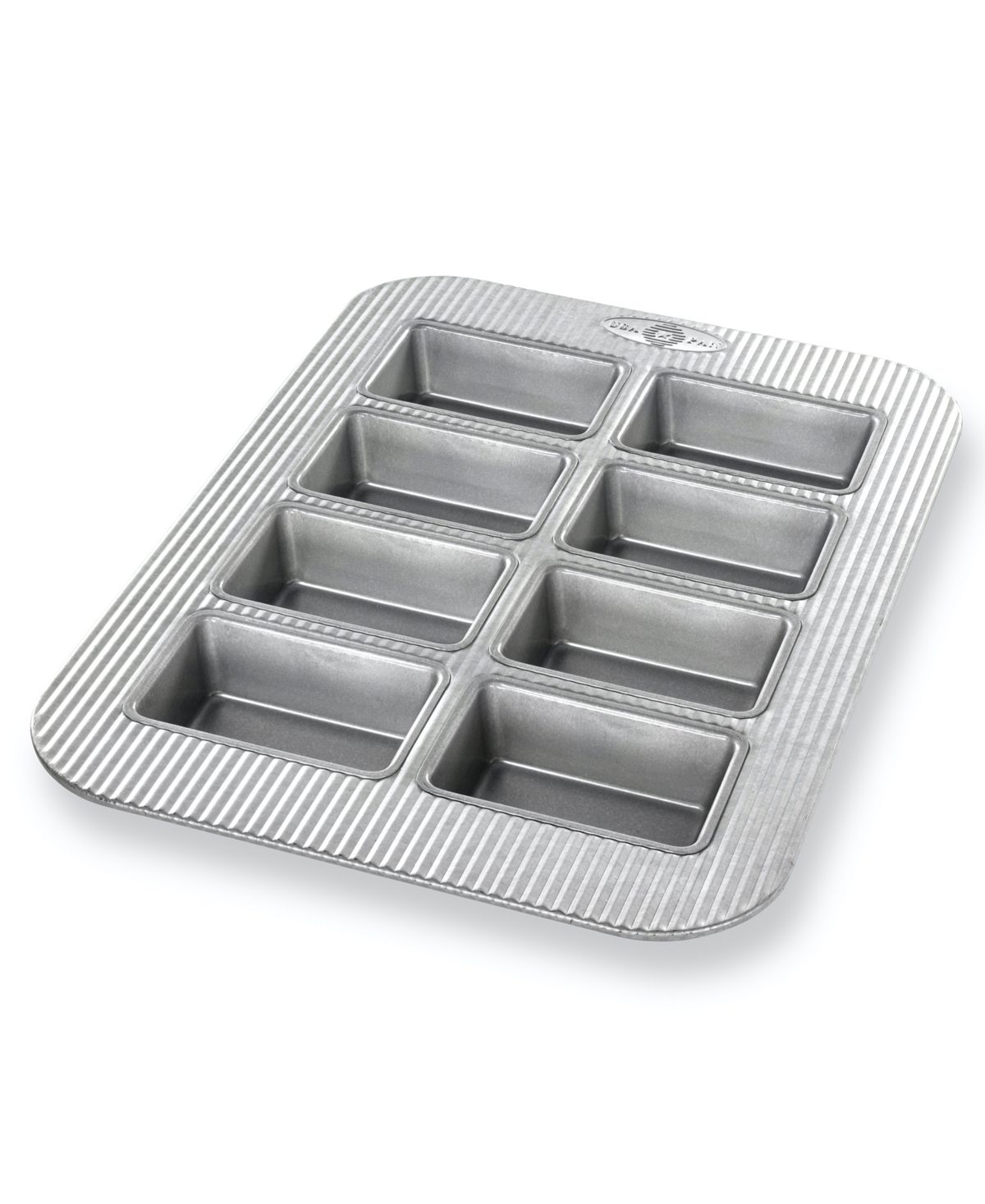 Usa Pan Non-stick Aluminum 8-well 15" X 11" Mini Loaf Pan In Silver,gray